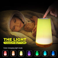 Night Light, LED Touch Bedside Table Lamp, 7 RGB Colours Changing, 5 Brightness Level Switch, Timing Function, Rechargable Remote
