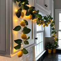 Indoor Garland with Ornaments and Golden Fairy Lights in Five Seasonal Styles for Mantels and Stairs