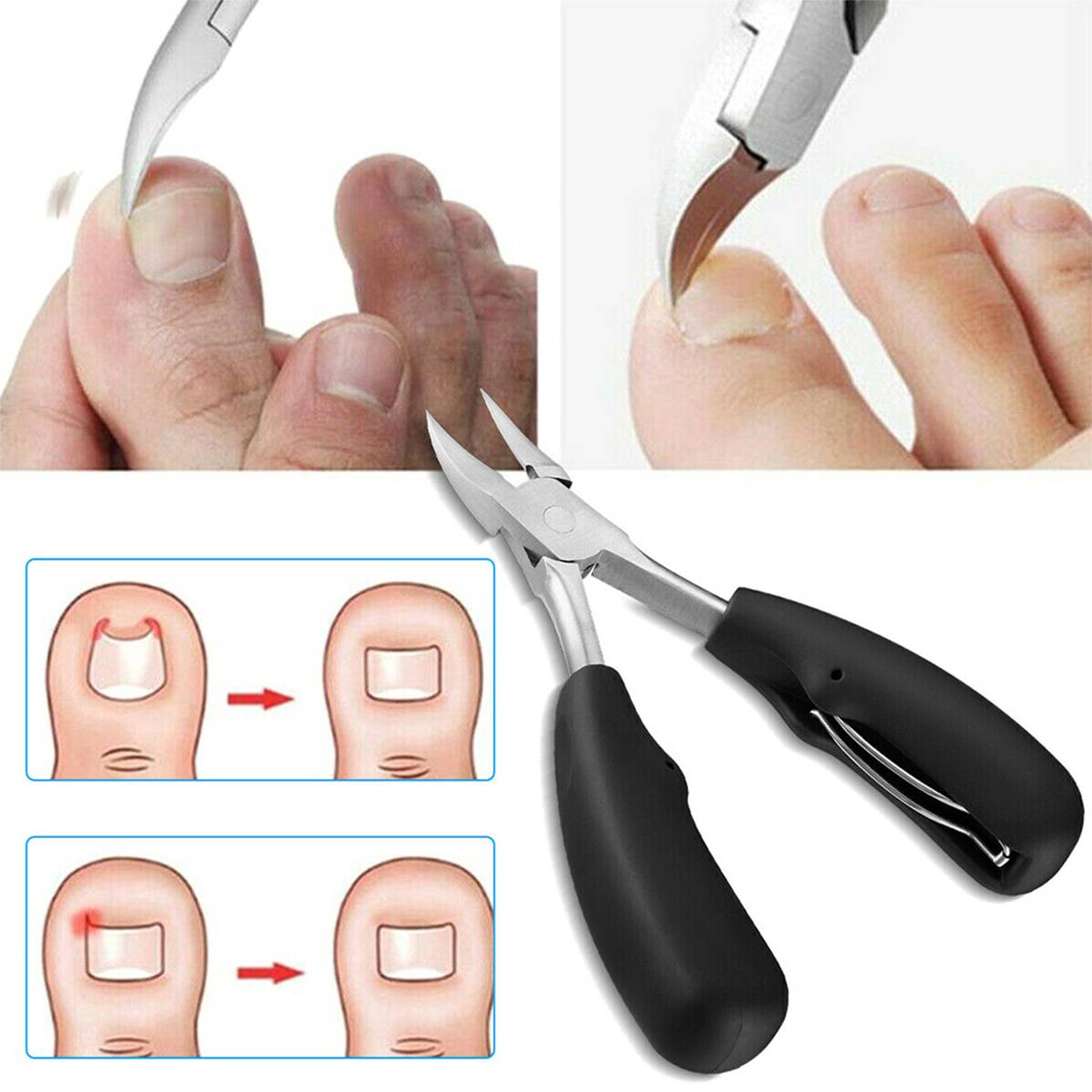 Stainless Steel Nail Clippers with Carbon Steel Blade and Built in File for Thick Nails
