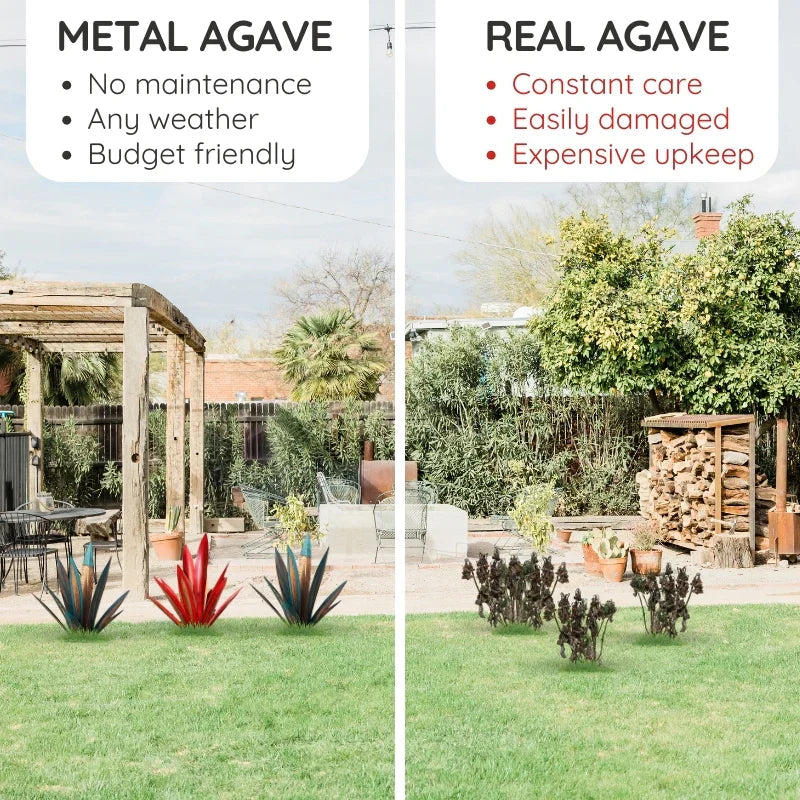 Decorative Plant Sculpture Featuring Agave Americana In Metal