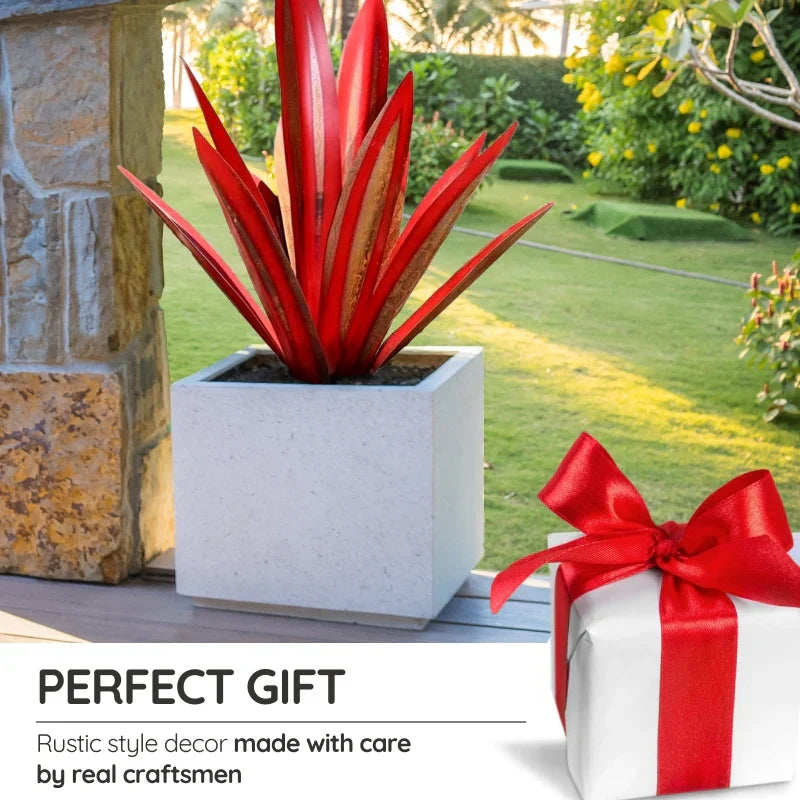 Decorative Plant Sculpture Featuring Agave Americana In Metal