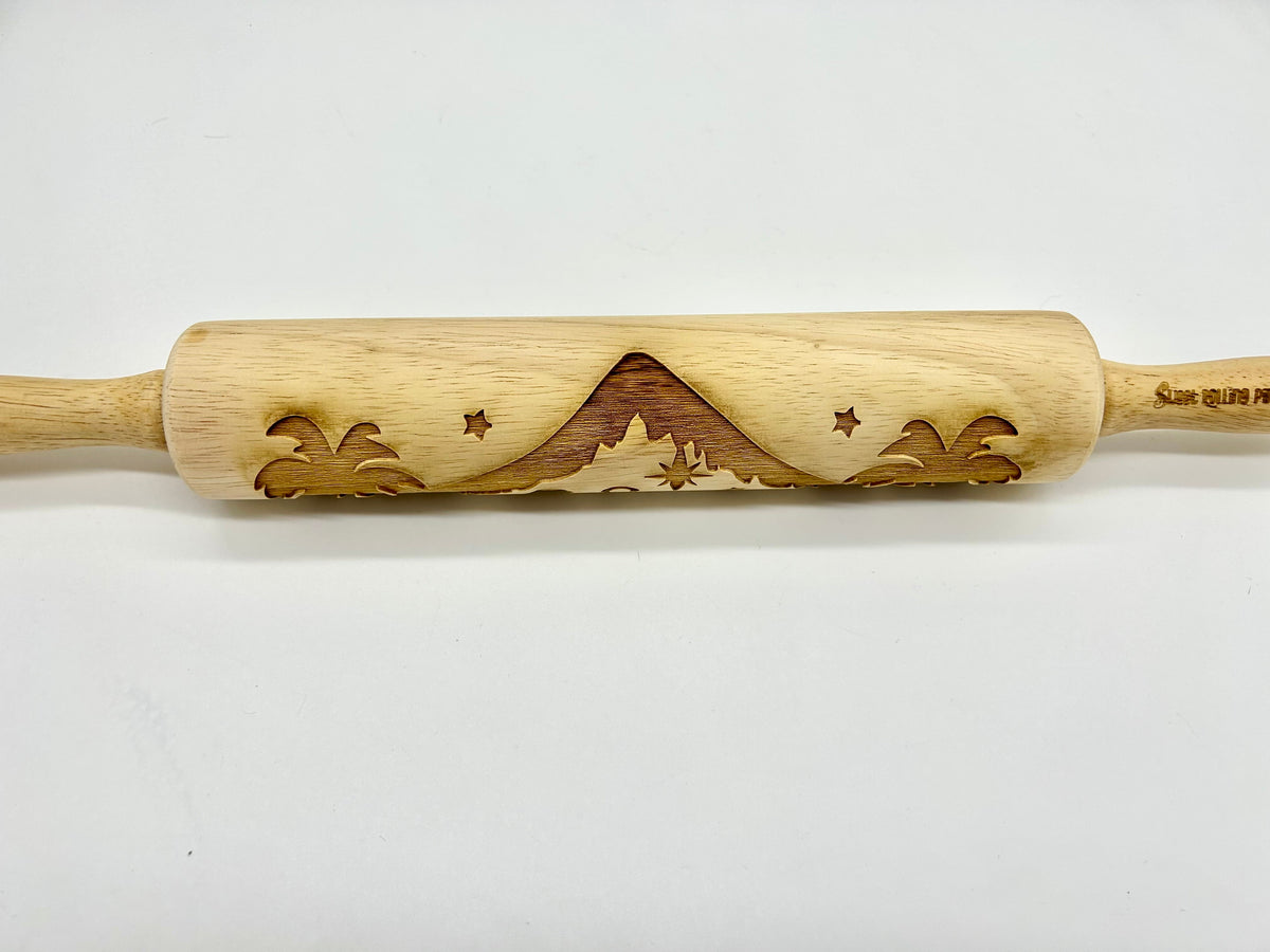 Nativity Pattern Rolling Pin for Embossing Sugar Cookies, Springerle, Fondant, Clay and Salt Dough