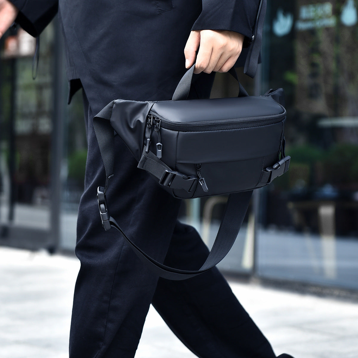 Crossbody Travel Bag with Rain Protection and Zippered Compartments, Adjustable Strap
