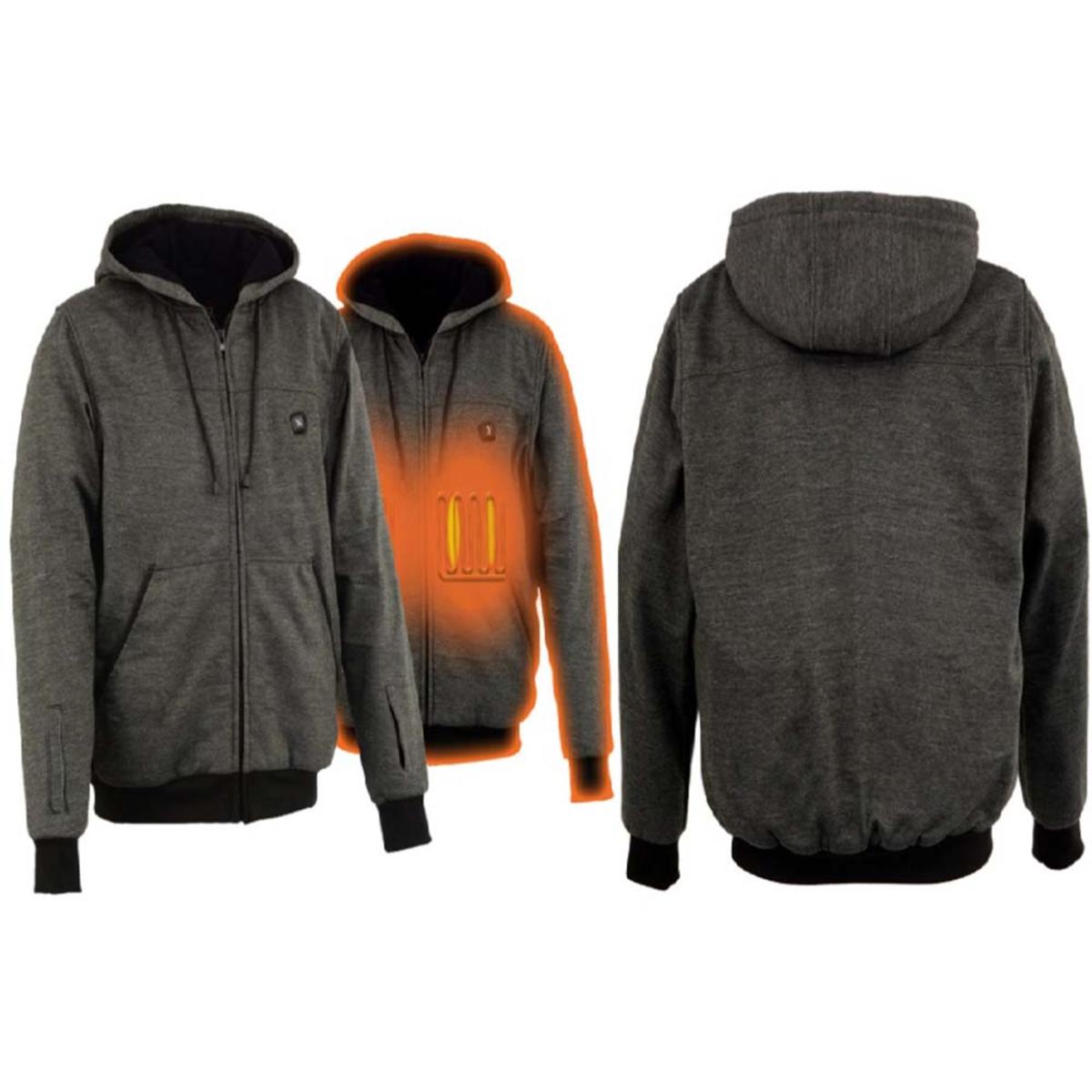 Rechargeable Heated Hoodie with Motorcycle Battery Connection and Three Temperature Settings