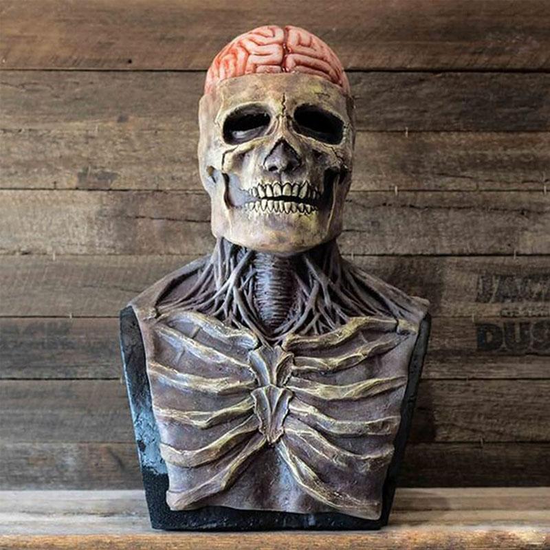 Full Head Skeleton Mask with Exposed Brain Design for Halloween Parties