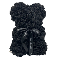 Foam Rose Teddy Bear About 9.8 Inches Tall with a Ribbon in Seven Colors