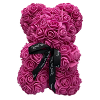 Foam Rose Teddy Bear About 9.8 Inches Tall with a Ribbon in Seven Colors