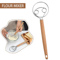 Heavy Dough Whisk with Seamless Stainless Steel Coil and Beechwood Handle