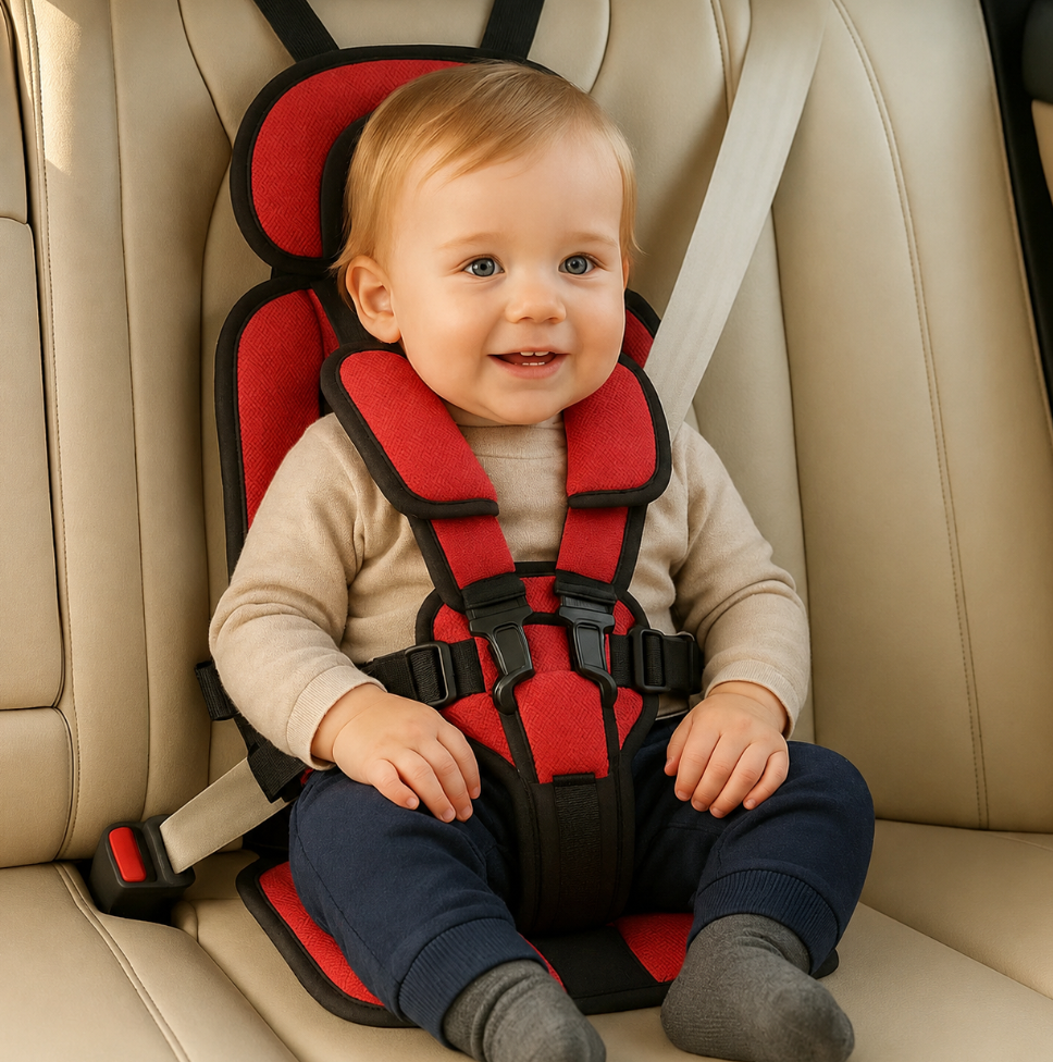 Portable Child Travel Seat with Five Point Harness and Washable Fabric, Ages 1-14