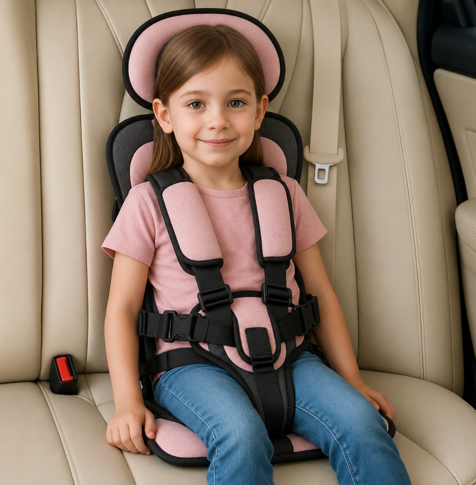 Portable Child Travel Seat with Five Point Harness and Washable Fabric, Ages 1-14
