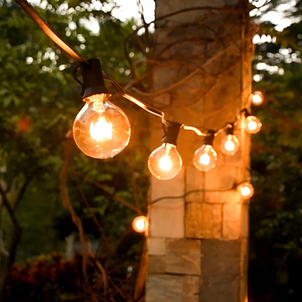 LED String Lights for Outdoor Patios with Shatterproof Plastic Bulbs and Connectable Cord