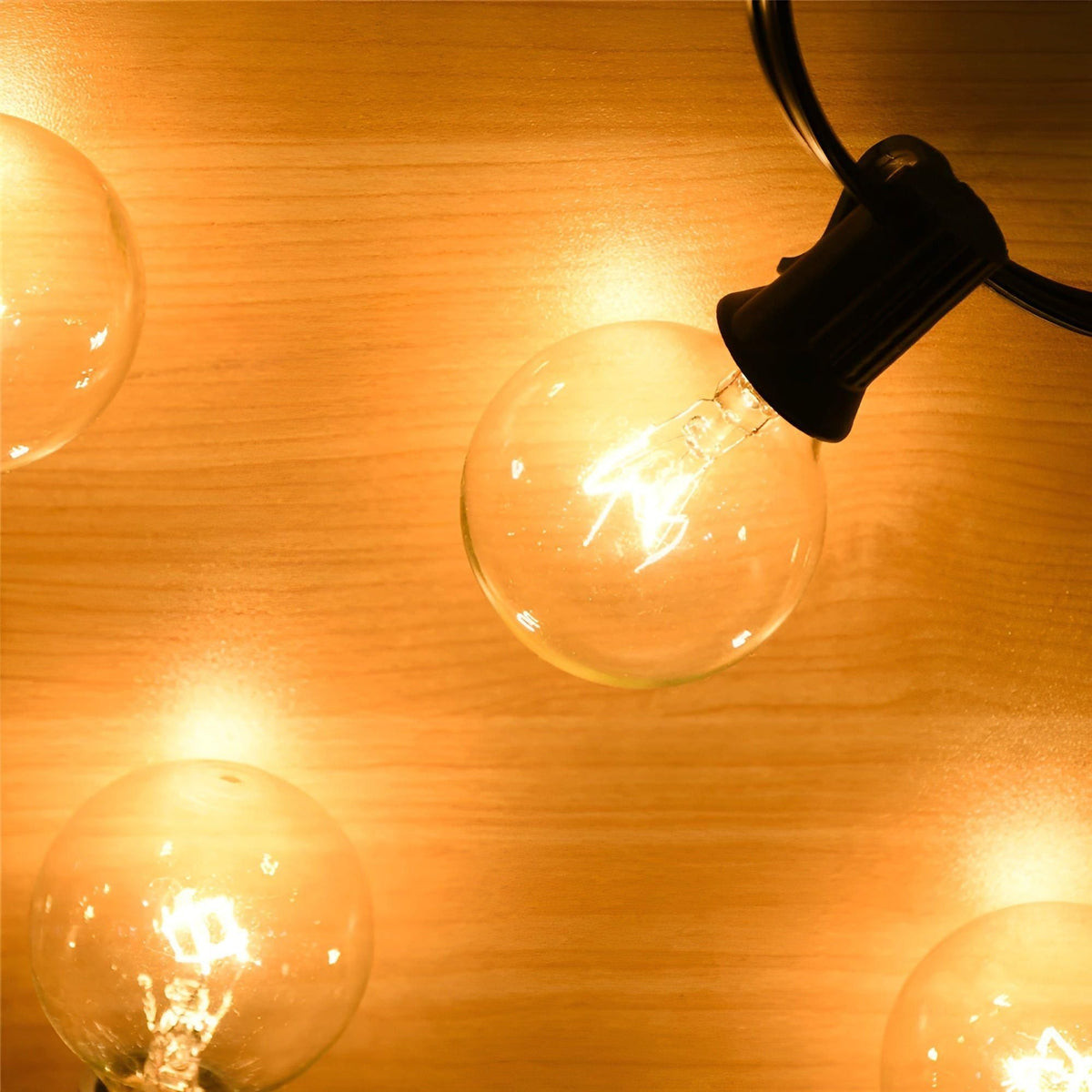 LED String Lights for Outdoor Patios with Shatterproof Plastic Bulbs and Connectable Cord