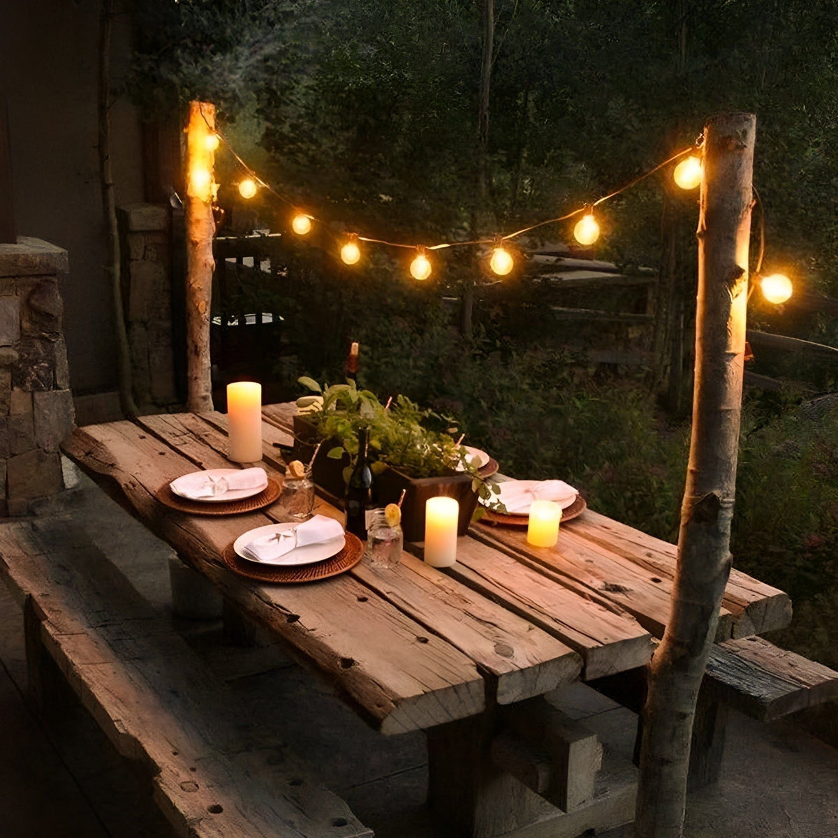 LED String Lights for Outdoor Patios with Shatterproof Plastic Bulbs and Connectable Cord