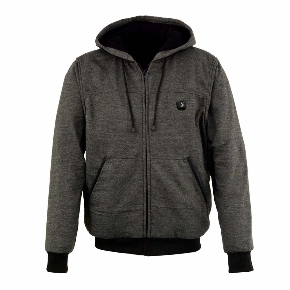 Rechargeable Heated Hoodie with Motorcycle Battery Connection and Three Temperature Settings