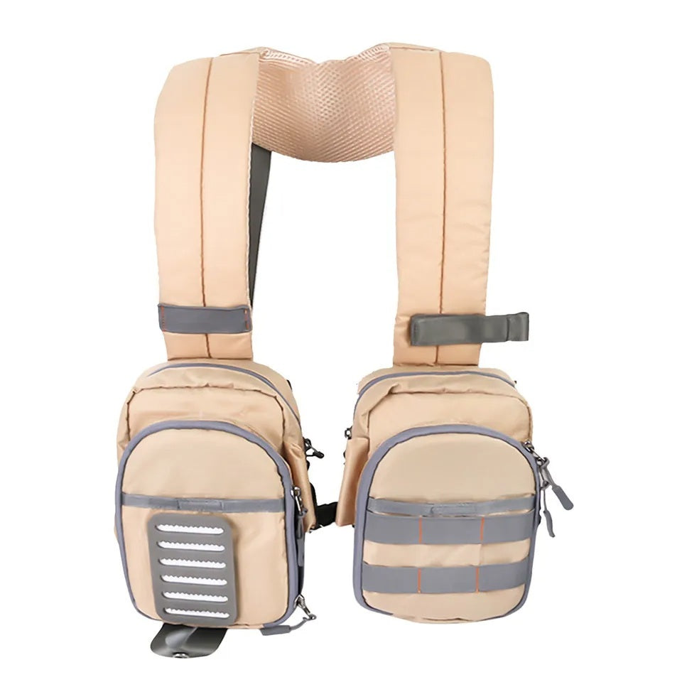 Fly Fishing Chest Bag with Tool Loops and Mesh Pockets, Ventilated Back Panel
