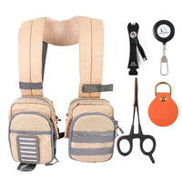 Fly Fishing Chest Bag with Tool Loops and Mesh Pockets, Ventilated Back Panel