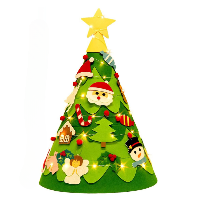 Felt Christmas Tree Wall Hanging with 28 Felt Ornaments for Kids