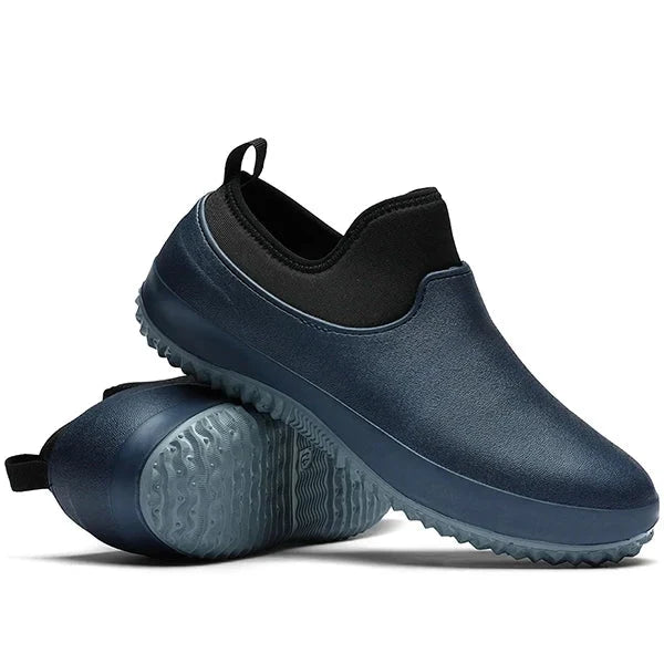 Work Shoes with Slip On Design and Textured Tread, Water Resistant Upper