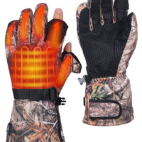 Heated Vest and Glove Set with Eight Carbon Fiber Zones and Flip Fingertips for Hunting