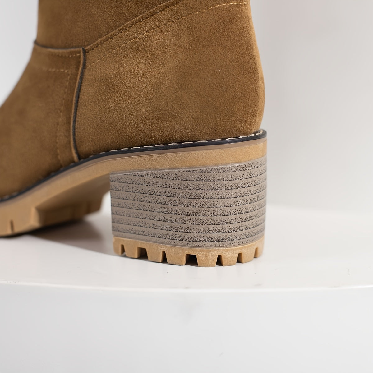 Womens Cuffed Ankle Boots with a Plush Cuff, Block Heel and Slip On Style in Black Size 9