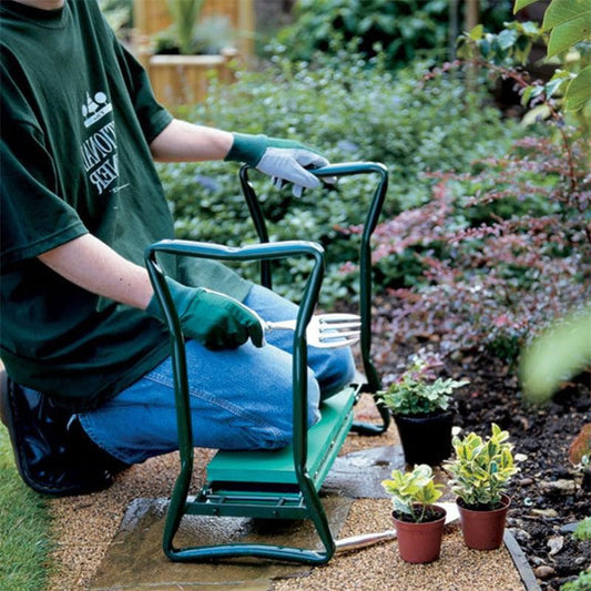 Garden Kneeler and Seat with Ergonomic Design in Green