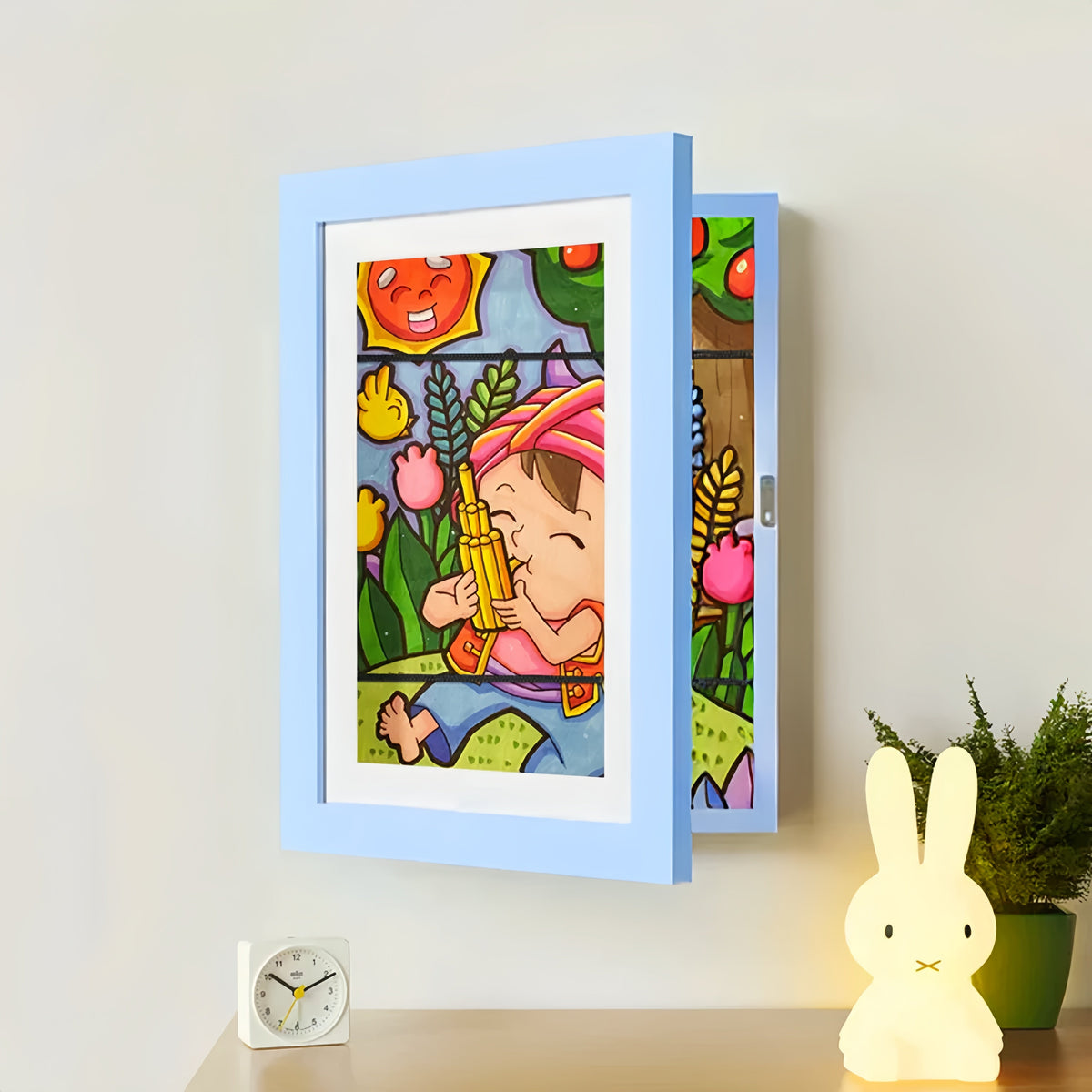 Children's Art Display Frame with Magnetic Latch and 150-Sheet Storage