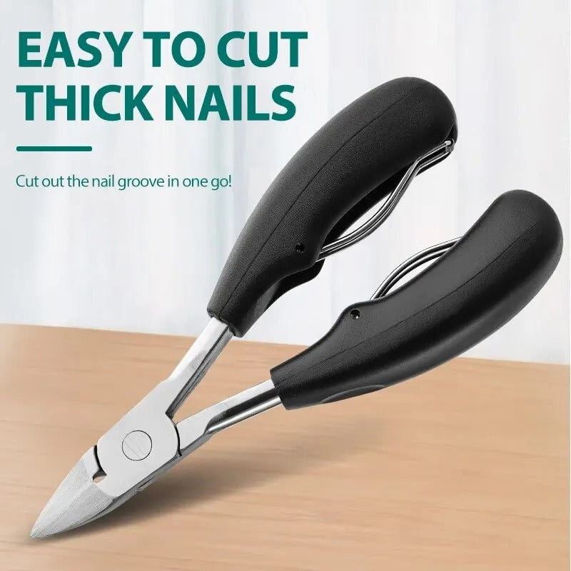 Stainless Steel Nail Clippers with Carbon Steel Blade and Built in File for Thick Nails