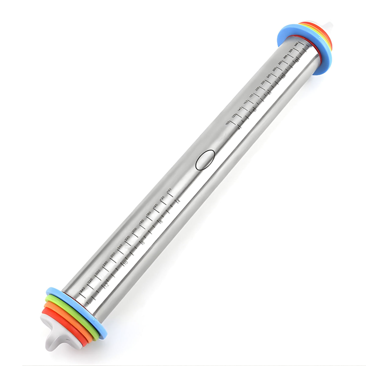 Adjustable Stainless Steel Rolling Pin with Silicone Grip, 17 Inch