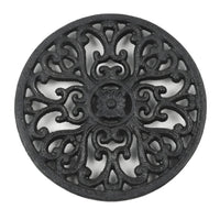 Round Cast Iron Trivet with Raised Pattern and Rust Resistant Finish, 6.7 Inch