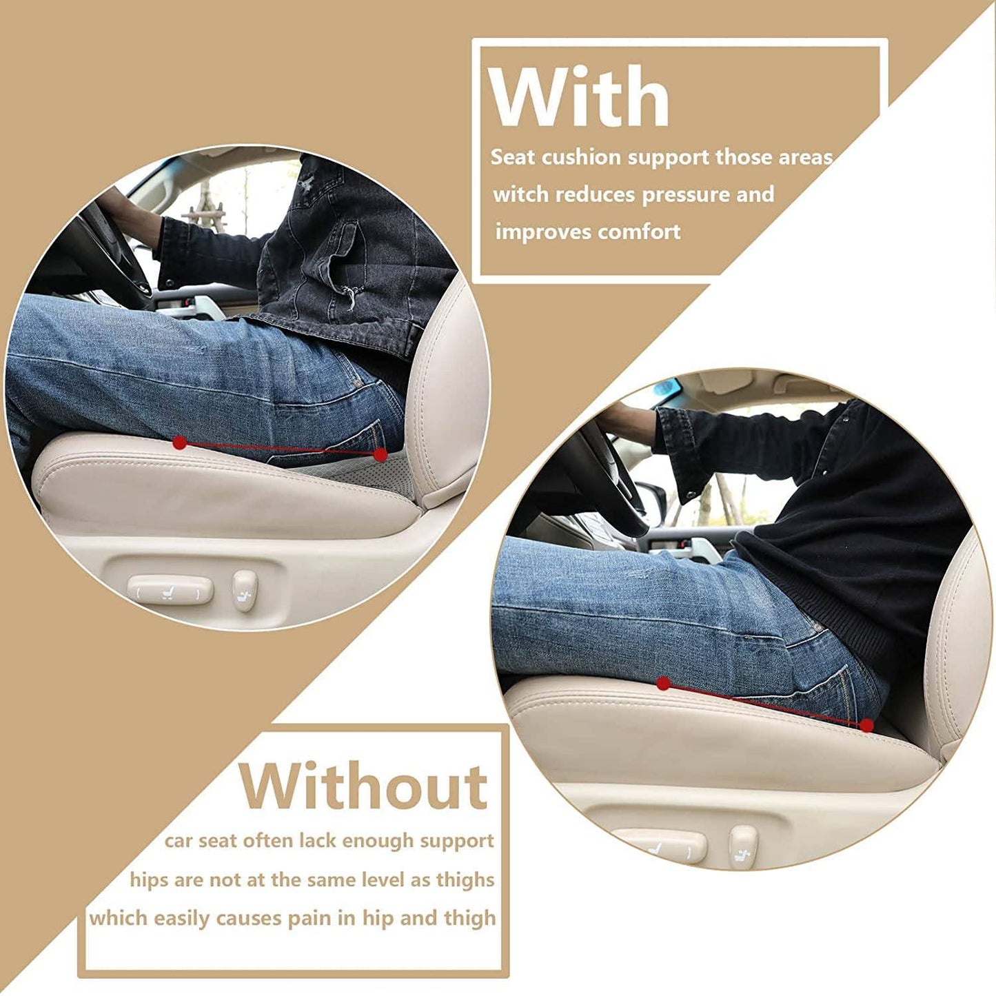 Car Seat Cushion with Added Height for Shorter Drivers