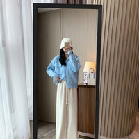 Wide Leg Lounge Pants with Thermal Lining and Elastic Waistband