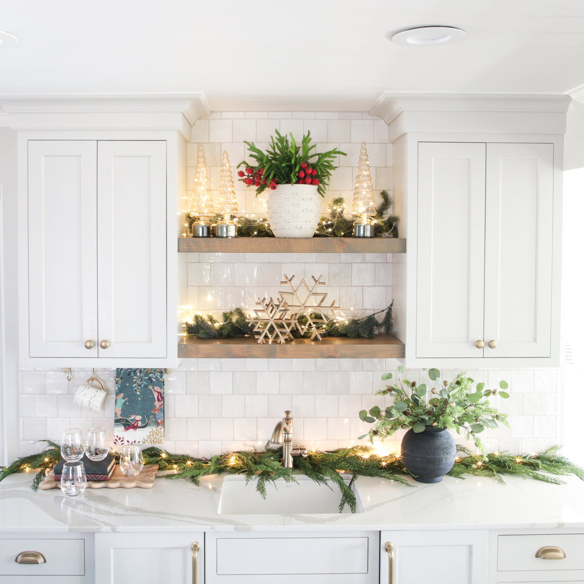 Champagne Glass Christmas Tree with Rotating Base and 20 Warm White LEDs, 15.4in Tall