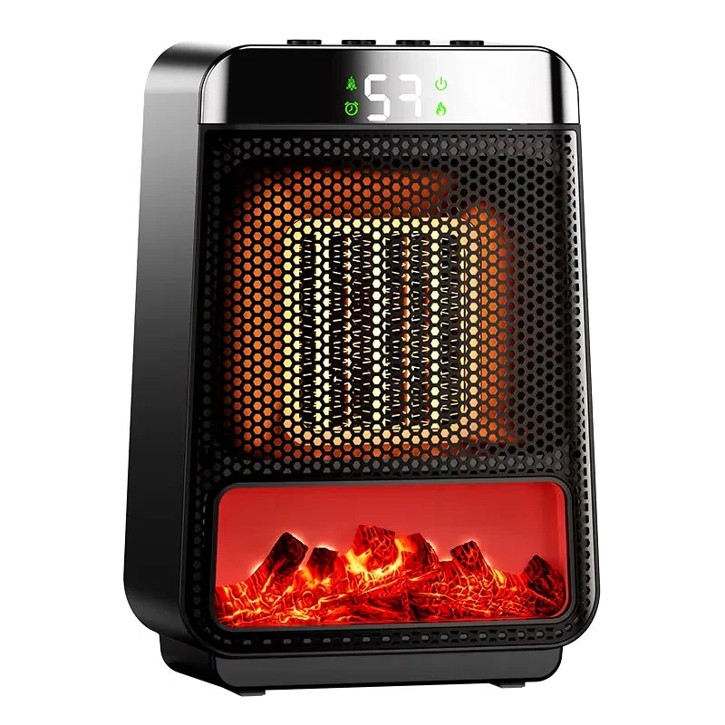 Tabletop Ceramic Heater with Flame Effect Light and Digital Timer