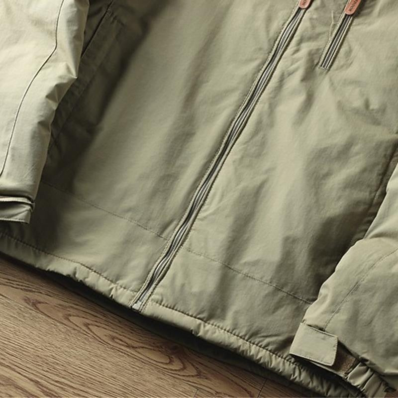Windproof Hooded Jacket with Insulated Lining and Zippered Front Pockets