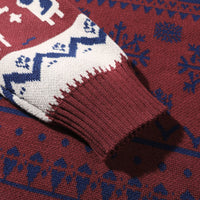 Christmas Hooded Sweater with Reindeer, Snowflake and Star Patterns and Drawstring Hood