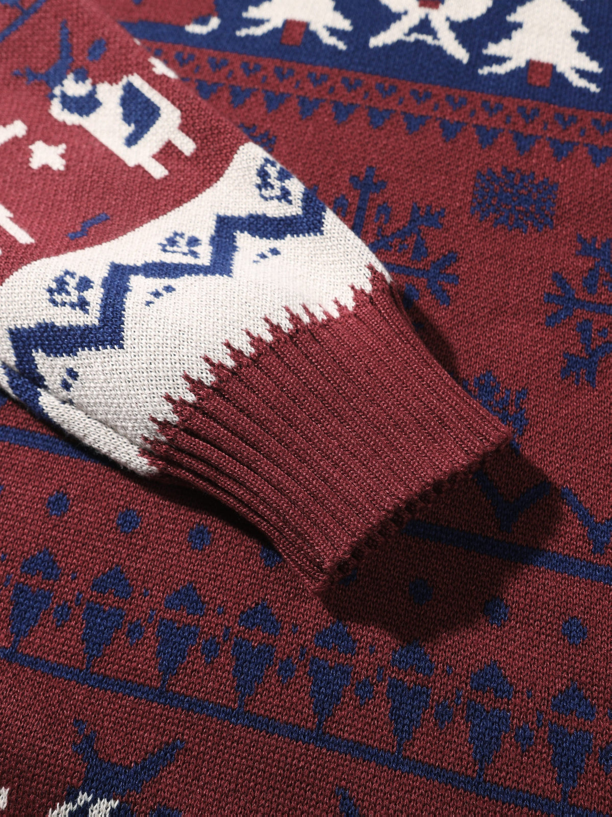 Christmas Hooded Sweater with Reindeer, Snowflake and Star Patterns and Drawstring Hood