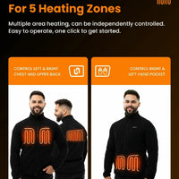 Mens Heated Fleece Jacket with Five Carbon Fiber Zones and Three Heat Levels for Outdoors