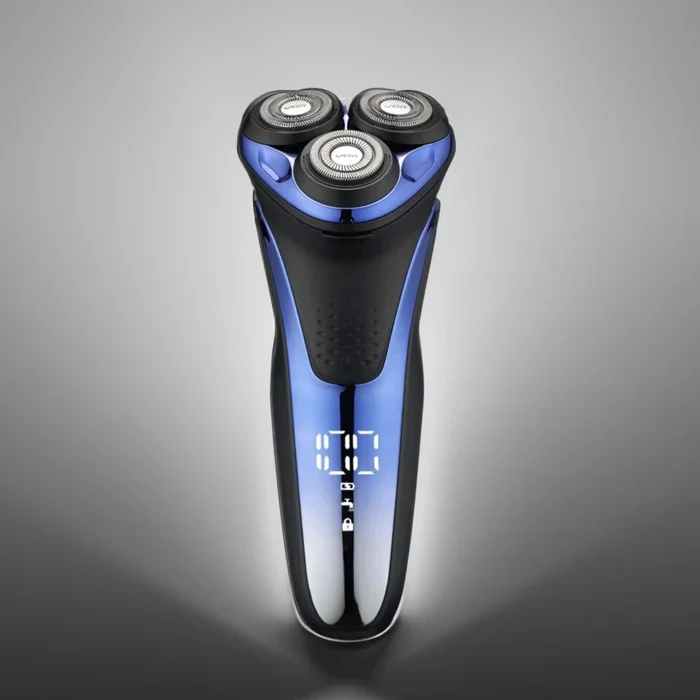 Rotary Electric Shaver with 3 Pivoting Heads and Built In Trimmer