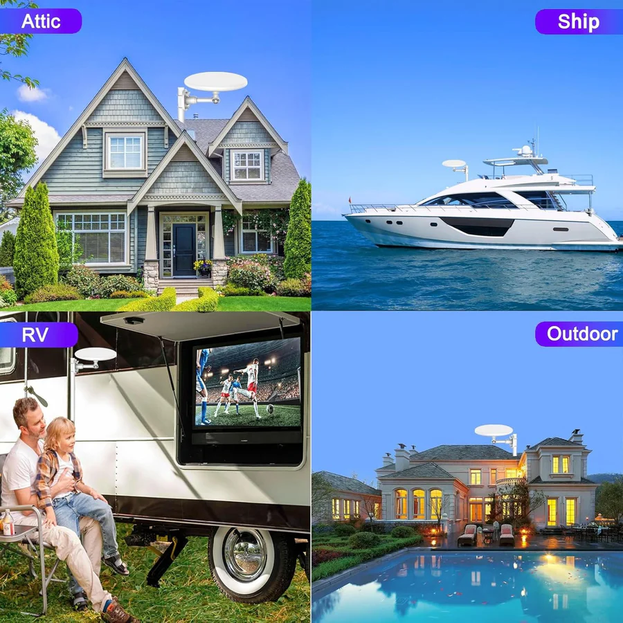 Outdoor HD TV Antenna with 360 Degree Omnidirectional Reception and Signal Amplifier, 40ft Cable