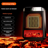 Tabletop Ceramic Heater with Flame Effect Light and Digital Timer