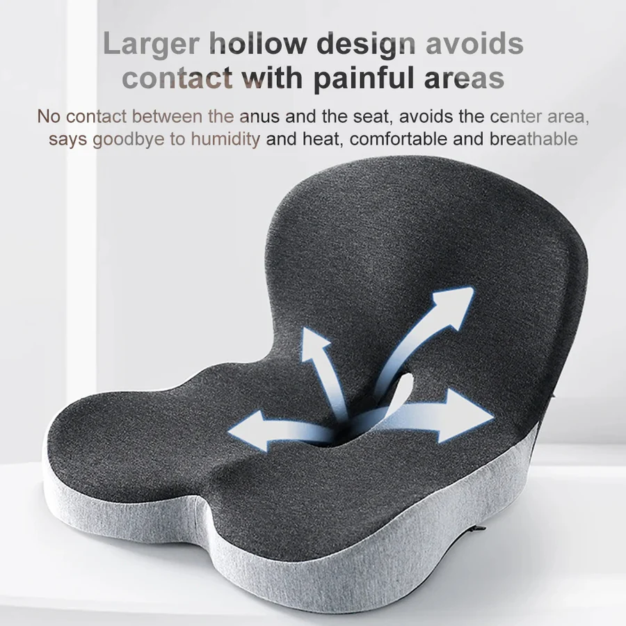 L-Shaped Memory Foam Cushion with Lumbar Support and Anti-Slip Base