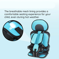 Booster Seat Cushion for Kids with Five Point Harness and Mesh Panel
