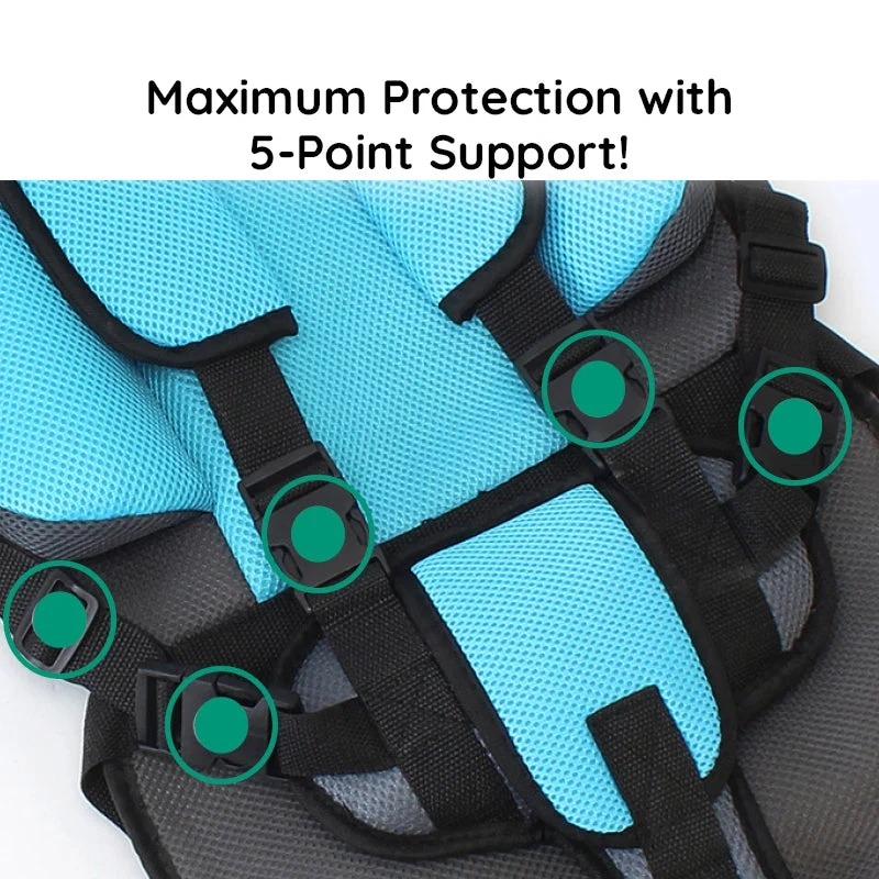 Booster Seat Cushion for Kids with Five Point Harness and Mesh Panel