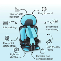 Booster Seat Cushion for Kids with Five Point Harness and Mesh Panel