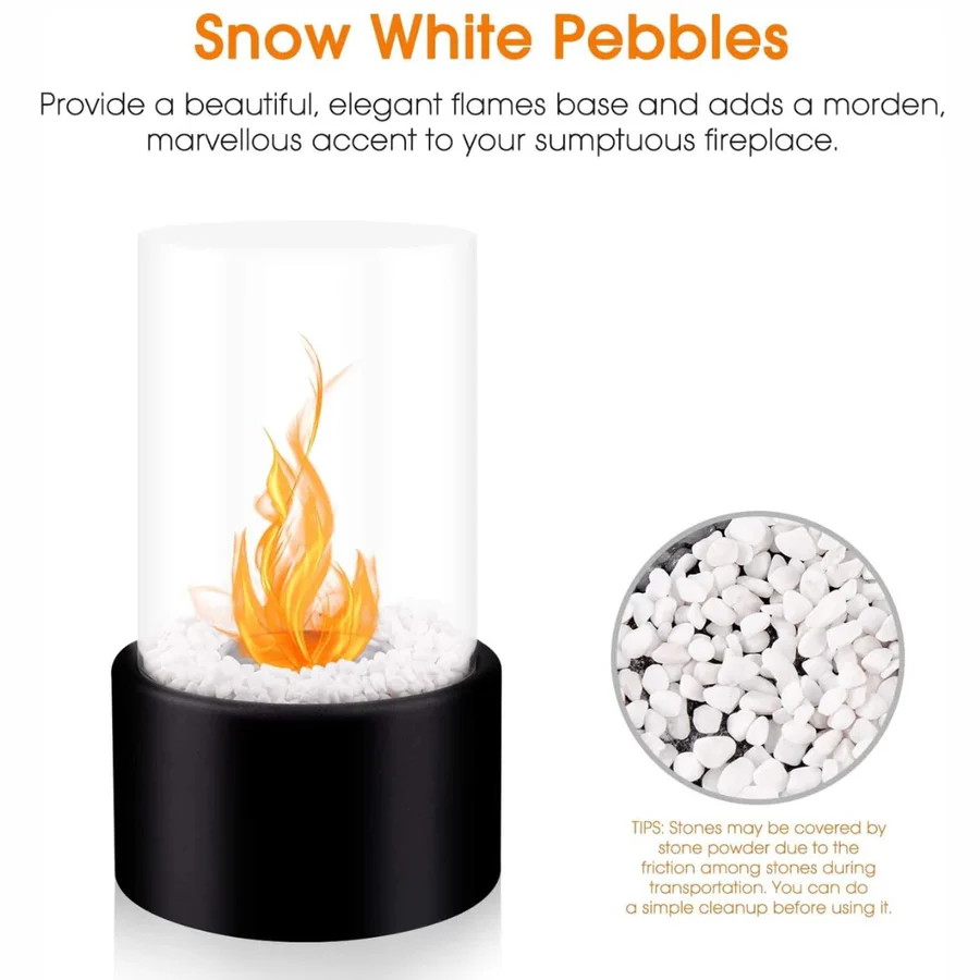 Portable Tabletop Fireplace with Real Ethanol Flames and Included Snuffer