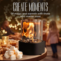 Portable Tabletop Fireplace with Real Ethanol Flames and Included Snuffer