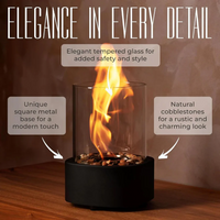 Portable Tabletop Fireplace with Real Ethanol Flames and Included Snuffer
