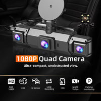 4-Channel Dash Cam with Night Vision and Parking Monitor, WiFi App Control