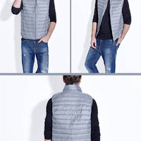Packable Down Vest with Stand Up Collar and Water Resistant Shell