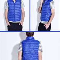 Packable Down Vest with Stand Up Collar and Water Resistant Shell